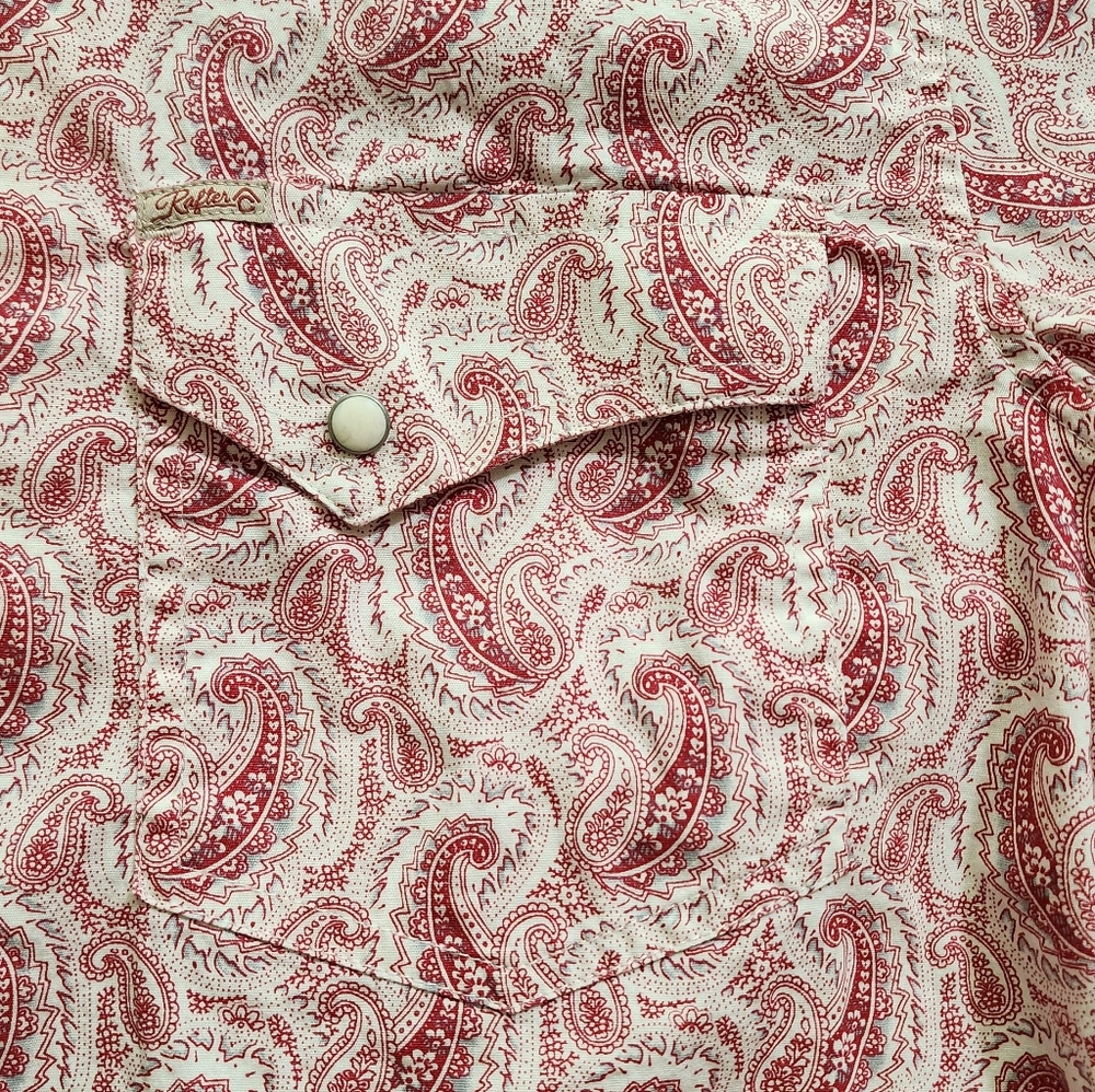 Men's Red Paisley Pearl Snap Rafter C - Picture 6 of 7